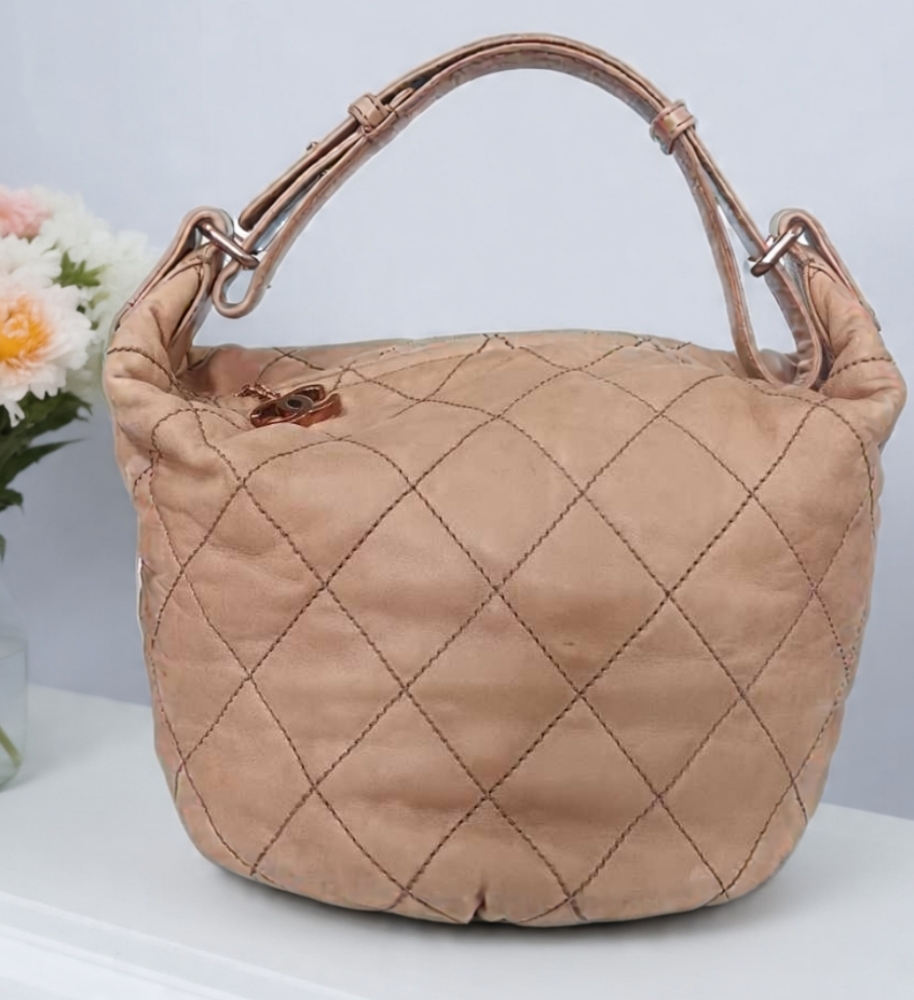 ✨️Chanel Vintage Hobo Cloudy Beige Lambskin Bag - Picture 3 of 17